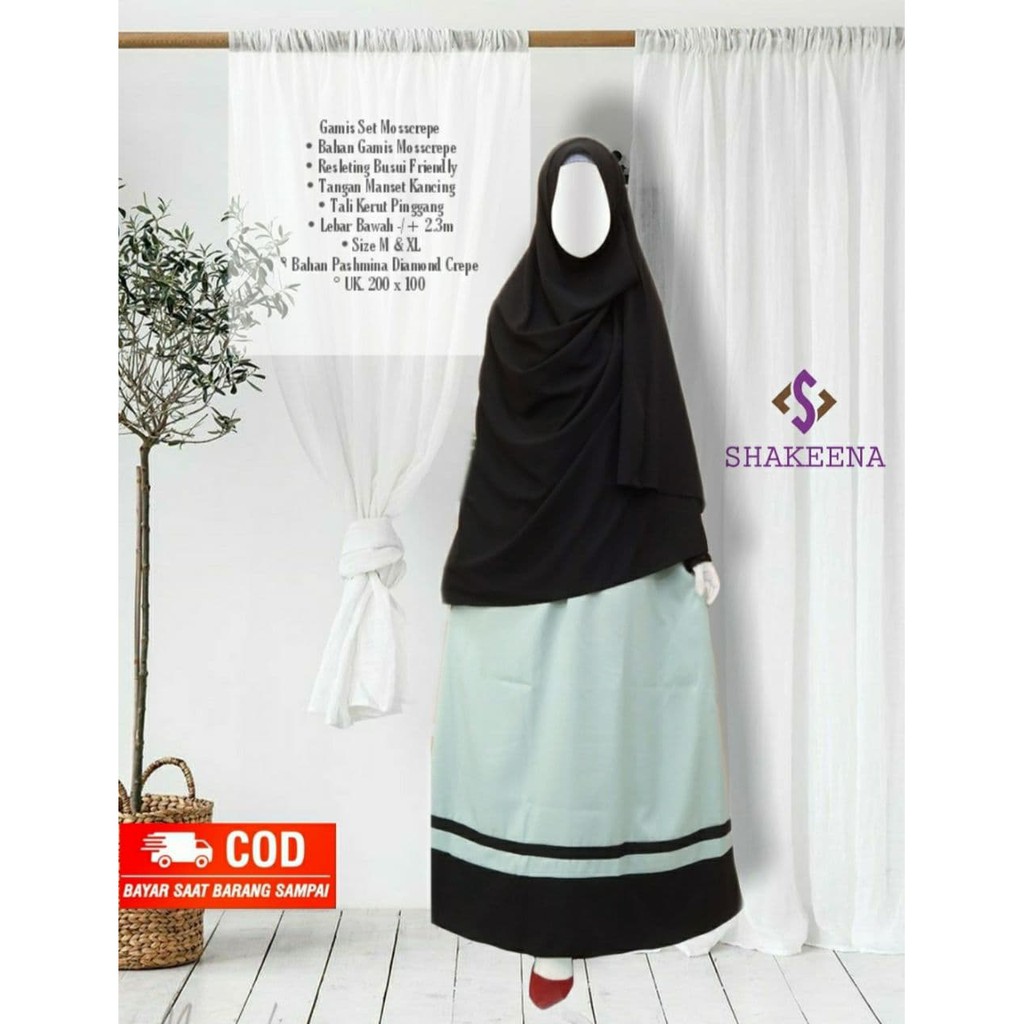 Gamis mosscrepe set pashmina