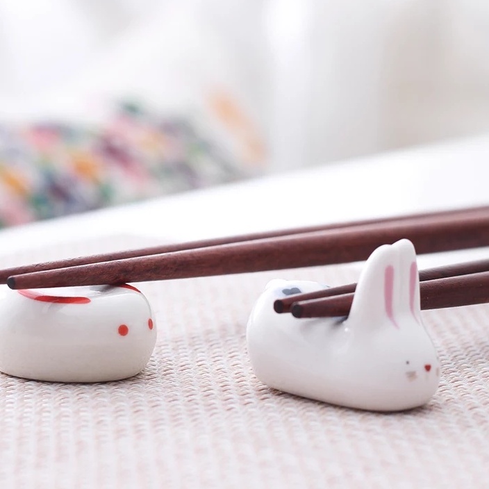 Tatakan Sumpit/Kuas Chopstick Stand Unik & Lucu Keramik /Bunga/Panda/Paus/Kelinci-8