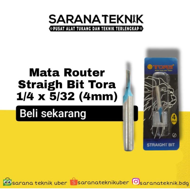 Mata router straight bit Tora 1/4 x 5/32 (4mm) / Mata router 4mm / mata router tora 4mm straight bit