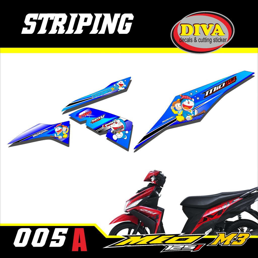Striping Lis MIO M3 - Stiker Variasi MIO M3 Lis Variasi DORAEMON - 005