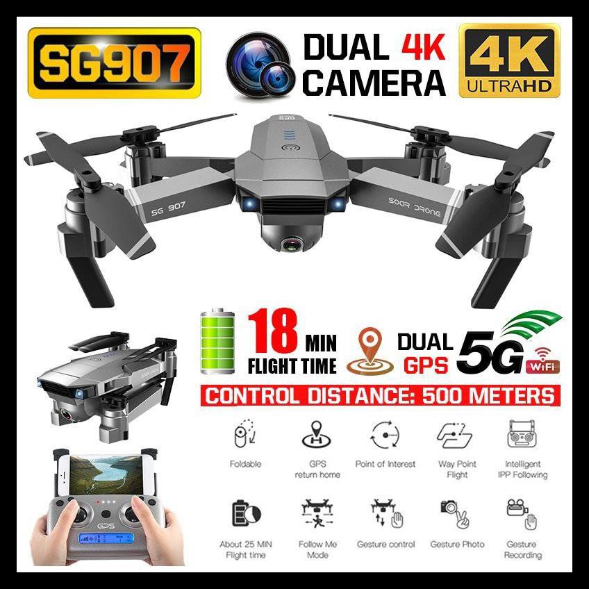 {BISA COD} DRONE SG907 WIFI FPV GPS DUAL KAMERA 4K 1080P - 1080pixel KOMPLIT Kode 1423