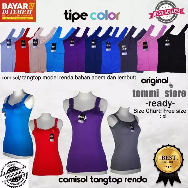 tank top renda  3 PCS PROMO TANK TOP RENDA tengtop camisol bahan spandex original Bisa COD