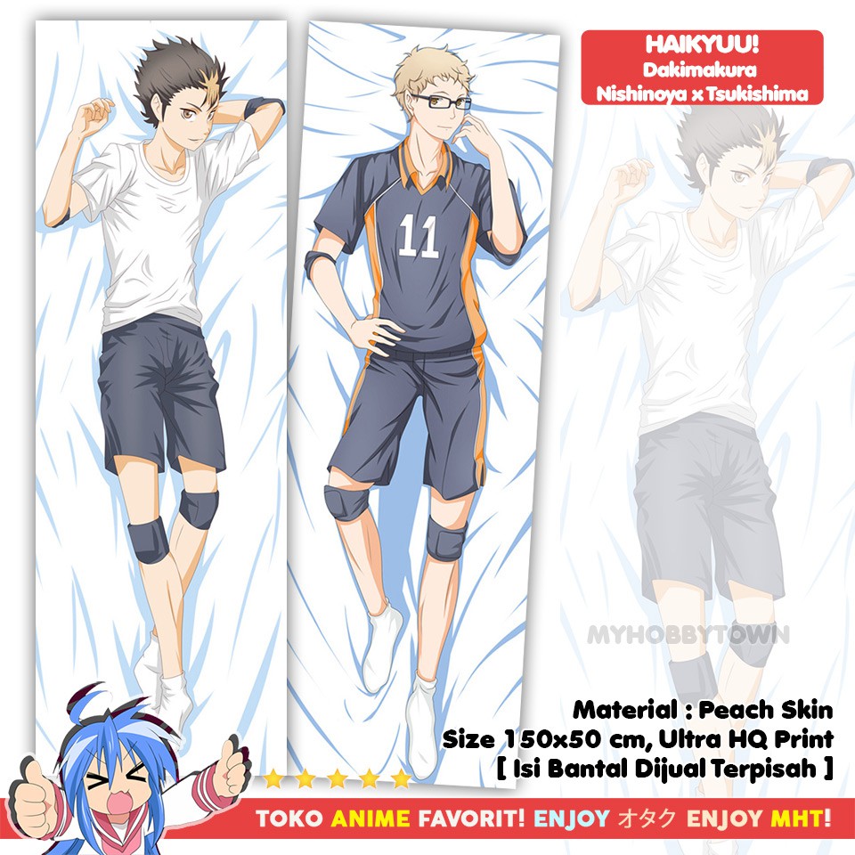 Sarung Bantal Anime Dakimakura Haikyuu : Tsukishima Kei Tsukki Nishinoya Yu Karasuno