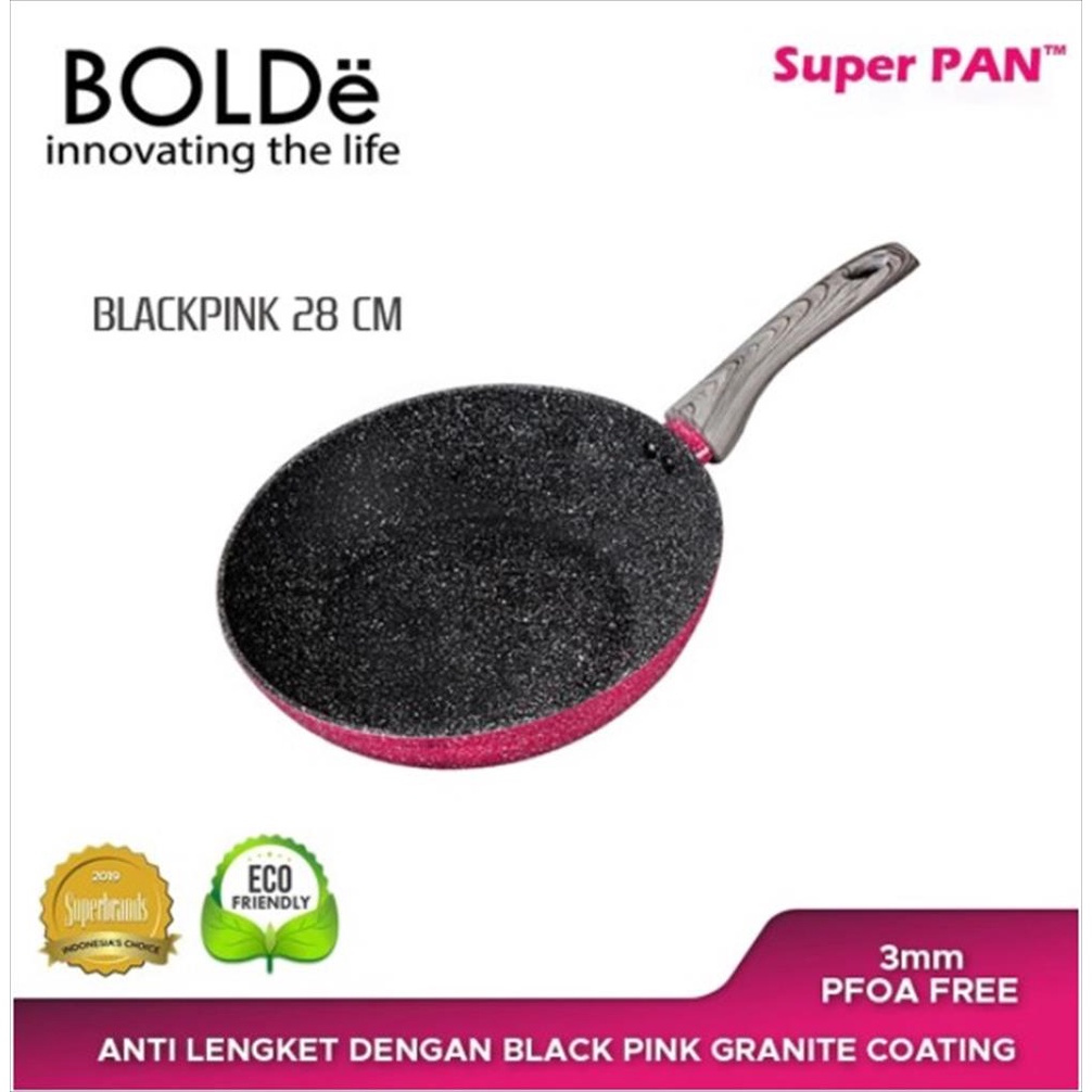 BOLDe Super Pan Wok Pan 28 CM Blackpink Granite - Panci Wajan Penggorengan Black Pink 28CM Anti Lengket