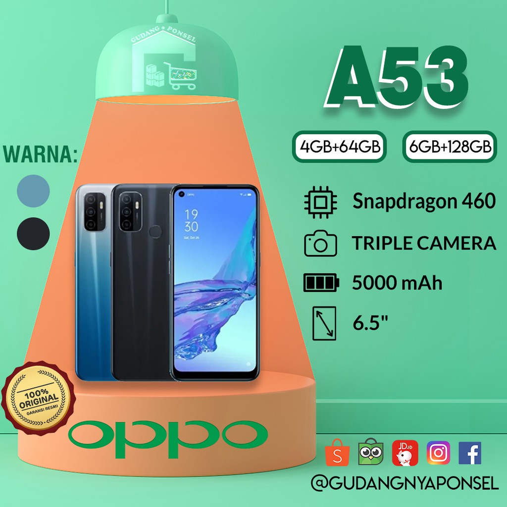[100% RESMI] OPPO A53 — 4GB/64GB & 6GB/128GB