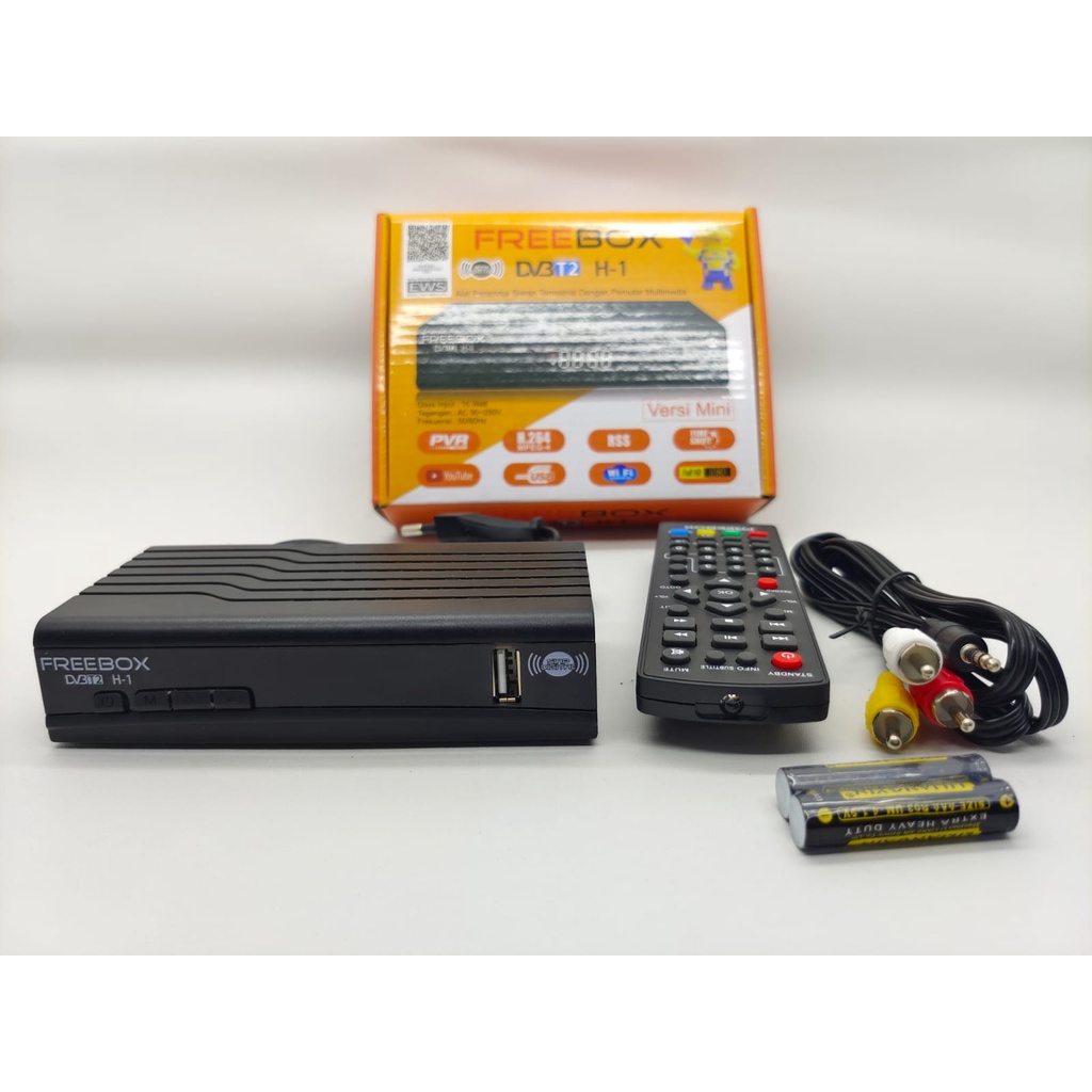 BERKAT HEROIK-Set Top Box TV Digital DVB T2   FREEBOX (Kuning) tanpa  HDM1