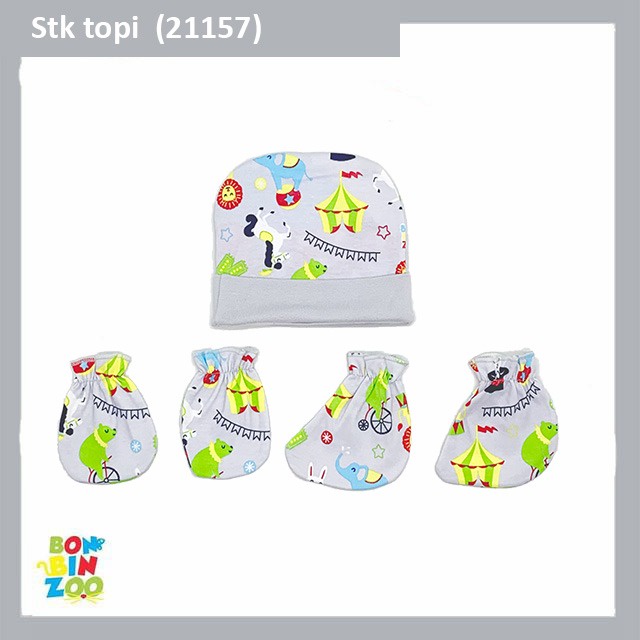 Bonbinzoo 1set topi + sarung tangan + kaki SNI perlengkapan anak / bayi-STK ABU CIRCUS