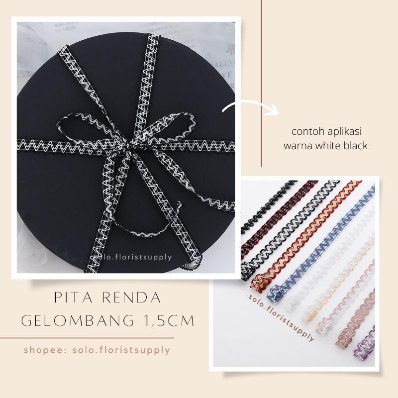 

1M PITA RENDA GELOMBANG LEBAR 1,5 CM PANJANG 1M ROLL RIBBON PITA BUNGA/ FLOWER WRAP KOREAN RIBBON