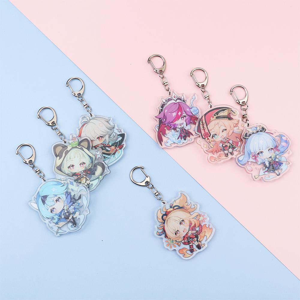 R-flower Genshin Impact Keychain Lucu Cosplay Liontin Aksesoris Fashion Perhiasan Japan Anime Gantungan Kunci Mobil