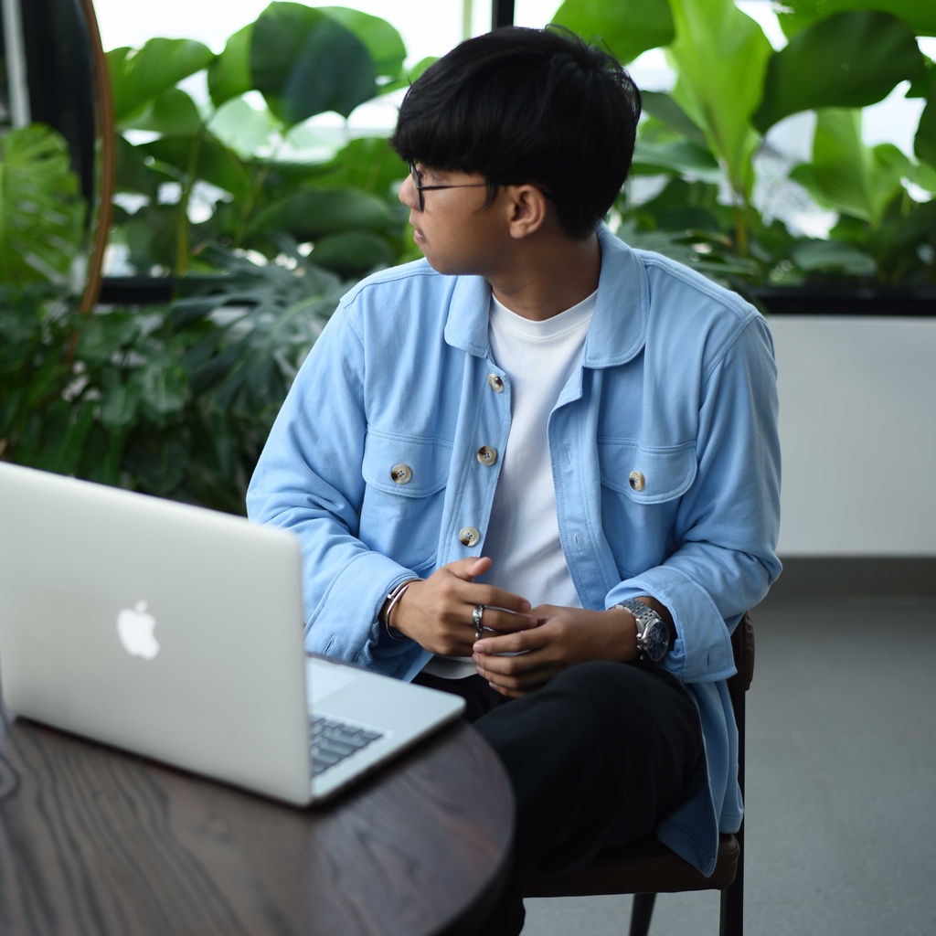 The Smart Overshirt - Baby Blue / OUTER KEMEJA PRIA FLEECE