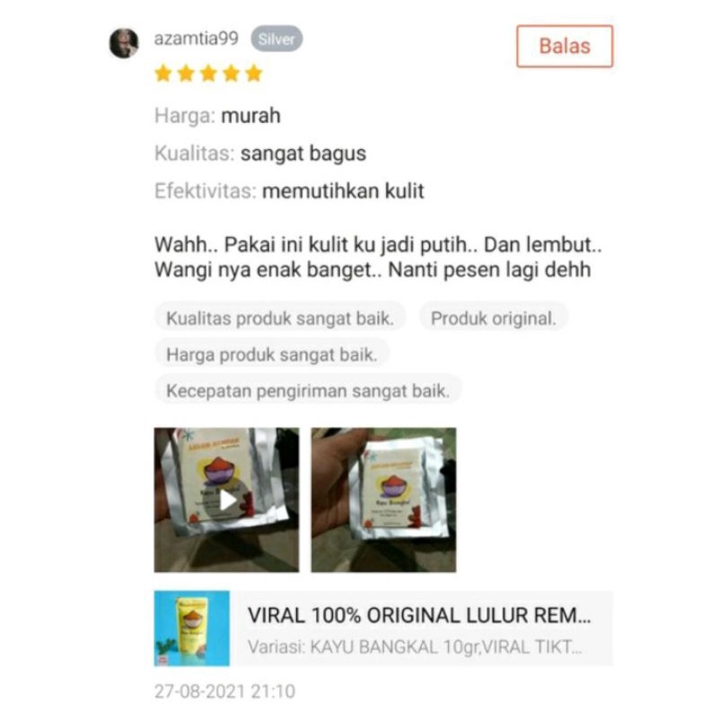 VIRAL LULUR REMPAH KAYU BANGKAL 100% ORIGINAL