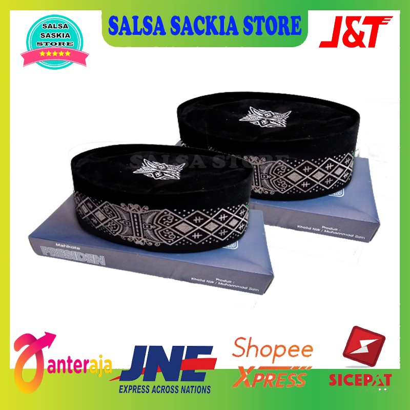 KOPIAH PECI NASIONAL PRESIDEN HITAM BATIK ACEH SILVER