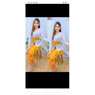 Kebaya leher v lengan kerut