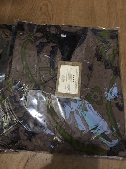 Pari Coklat Panjang Kemeja Batik Pria Full Furing Katun Sragenan