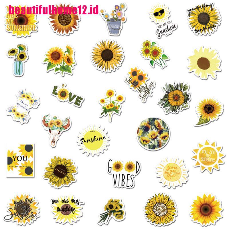 【beautifulhome12.id】50PCS Sunflower You Are my Sunshine Stickers Skateboard Guitar Laptop Motorcycle