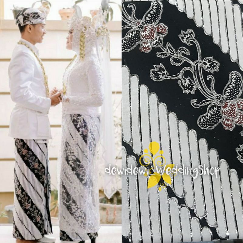 [Sepasang] Jarik Pengantin Prodo - Motif Lengkap || Dasar Coklat &amp; Putih