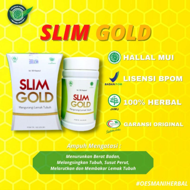 SLIM GOLD Pelangsing Obat Diet Herbal Penurun Berat Badan (ALFAFA)