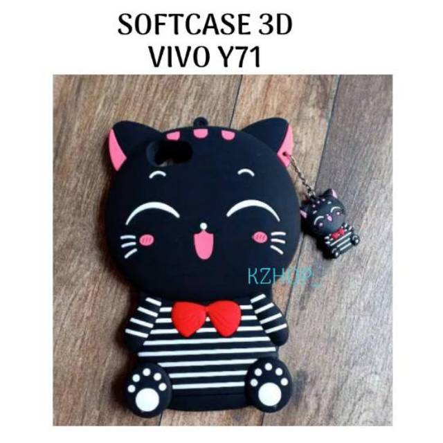 Softcase 3D Vivo Y71 y71 Case Silikon Karakter Kucing Kartun Lucu