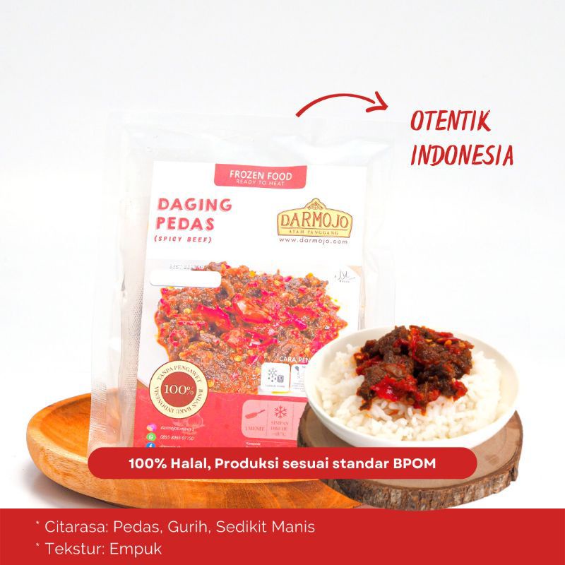 

Darmojo Daging Pedas 140gram (2-3 Porsi) | Festive Frozen Food