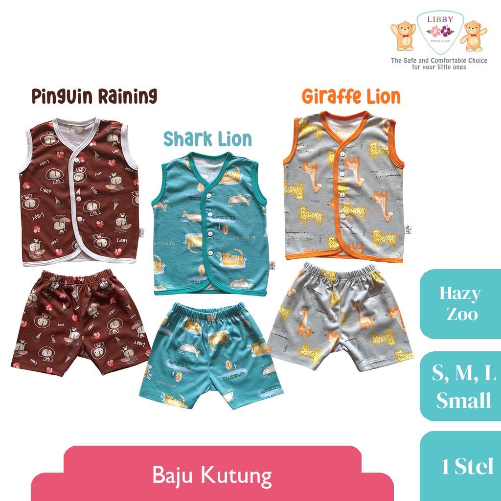 LIBBY Setelan Baju Kutung Baby Motif Hazy Zoo