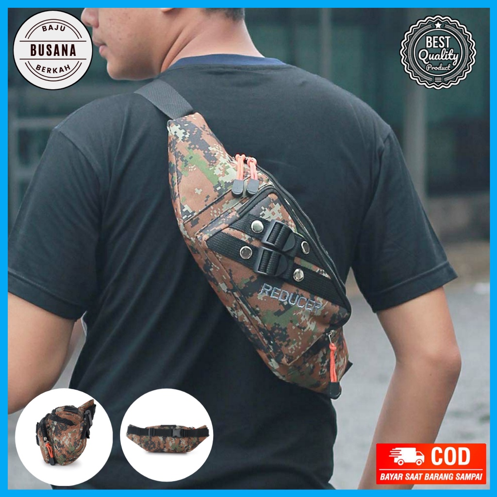 Tas Selempang Waistbag Pinggang Pria Fashion Distro Tactical Keren Ori