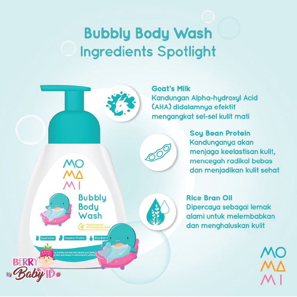 Momami Bubbly Body Wash Sabun Mandi Bayi Hypoallergenic 250 ml Berry Mart