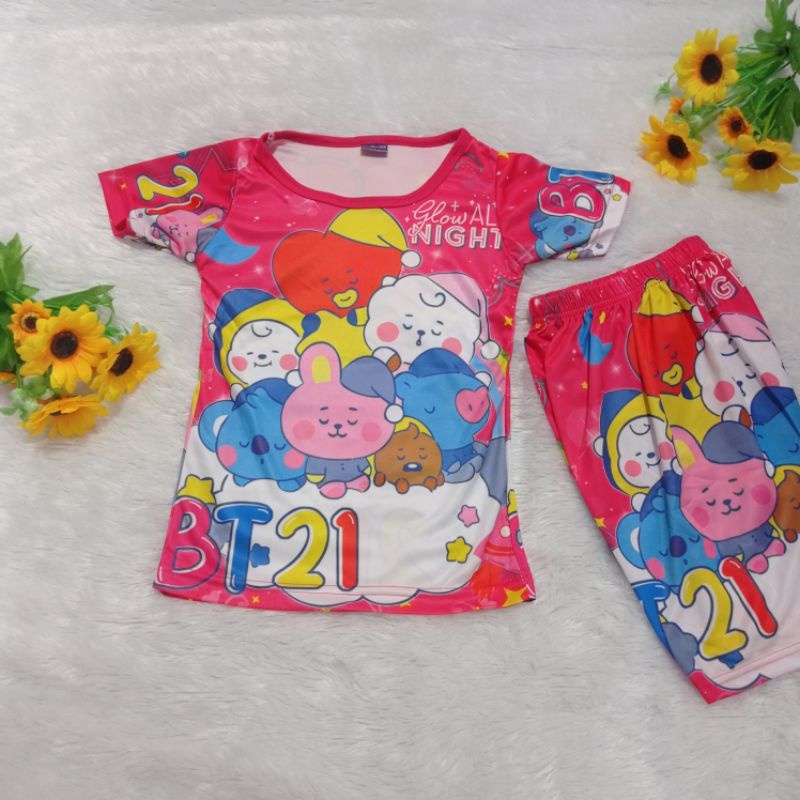 hokycia/ baju anak perempuan kartun/ Setelan anak perempuan kartun/ baju anak karakter BTS/ setelan 