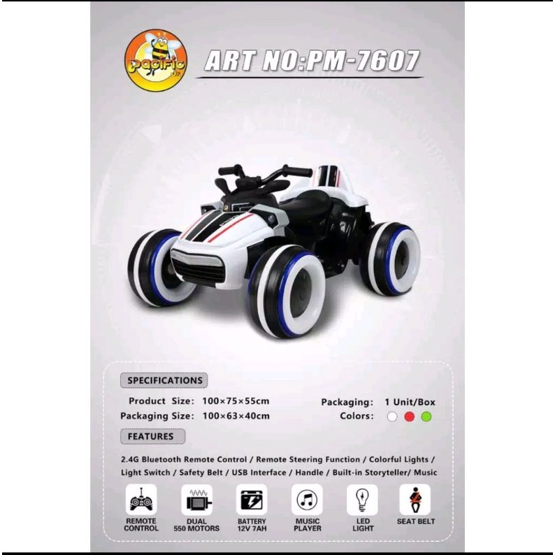 MOBIL AKI MOTOR AKI MAINAN ANAK PACIFIC PM7607 PM-7607 BARU GRESS BNIB DUS MURAH