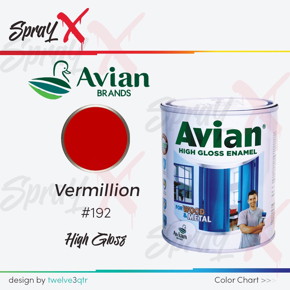 AVIAN CAT MINYAK VERMILLION 192 / MERAH #192 0.9 LITER - CAT KAYU DAN BESI
