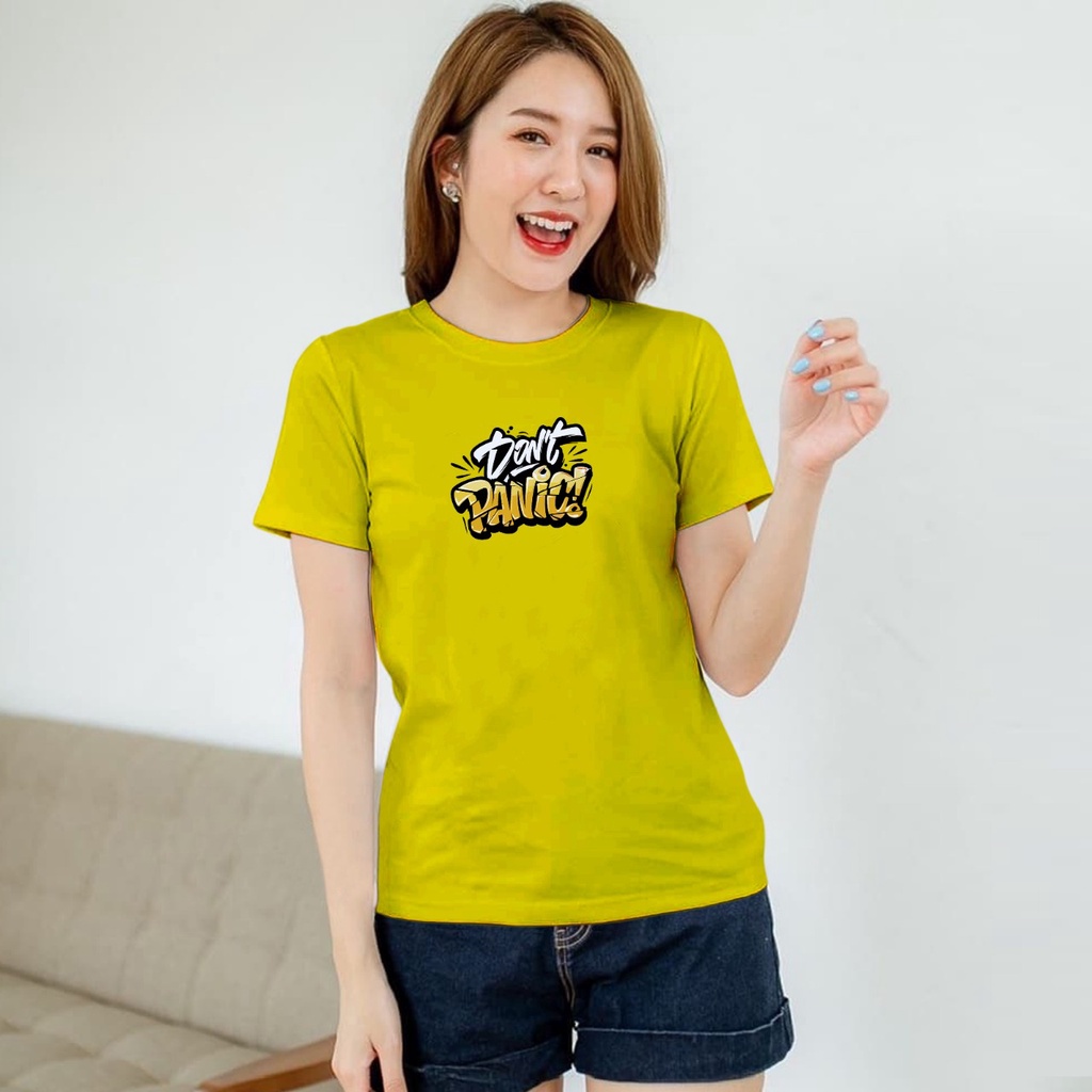 ISANNY SIZE.S M L XL XXL 2209-00052 KAOS OBLONG / KAOS CEWEK / ATASAN WANITA / DON'T PANIC / READY STOCK