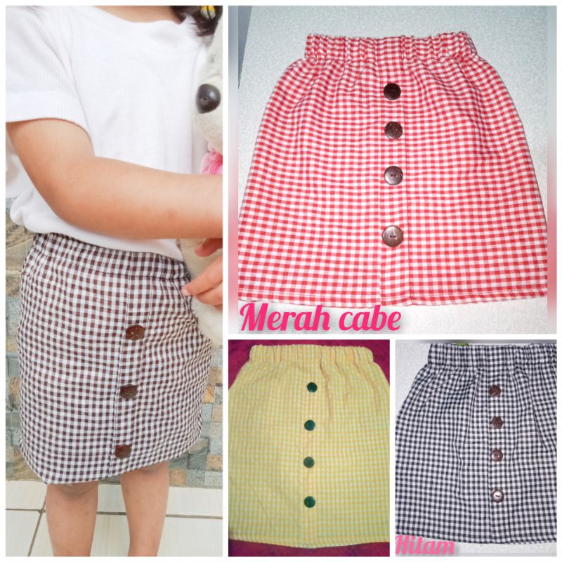 rok YAya pendek/motif kotak kotak anak 1-8 tahun