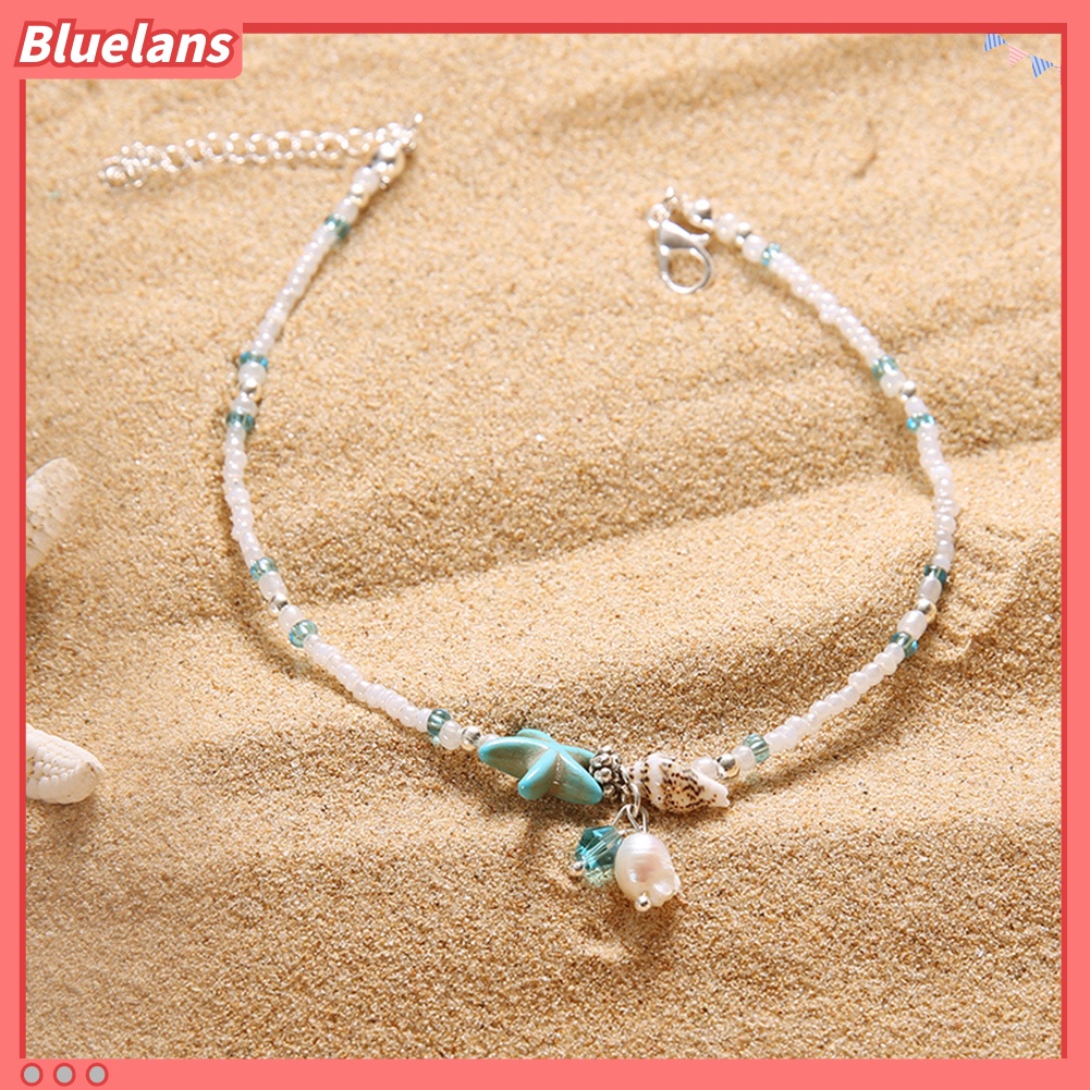 Bluelans Boho Lady Beaded Starfish Charm Barefoot Sandal Foot Chain Anklet Ankle Bracelet