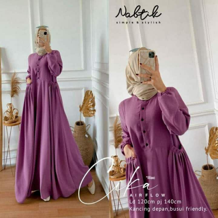 Maxy Dress Gamis Rayon Premium Kancing Depan - Gamis Terbaru 2022 Bisa COD - Gamis Premium Polos Terbaru - Homedress