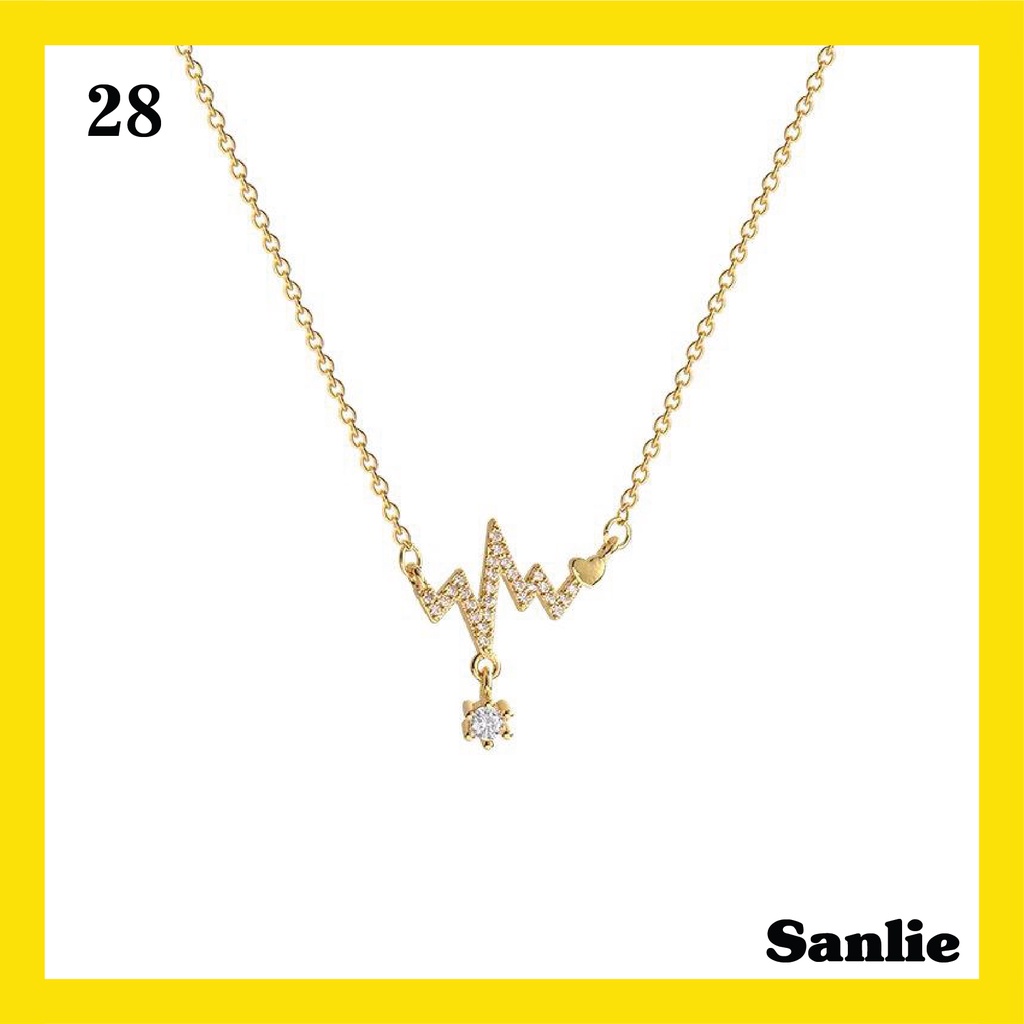 Sanlie Kalung Titanium Wanita Korea  Kalung Liontin Fashion Murah Model Listrik 28