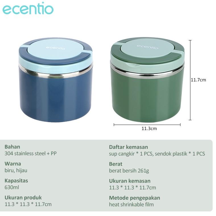 G27Q ecentio Cangkir sup Bekal Sup 630ml Stainless steel Tahan Panas Lunch Box Tetap hangat Kotak Ma