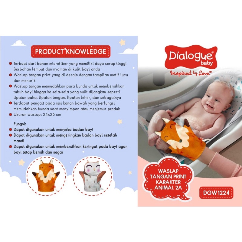 Dialogue Baby Waslap Bayi Washlap Kain Seka Lap Tubuh Bayi Lembut Microfiber Motif Lucu