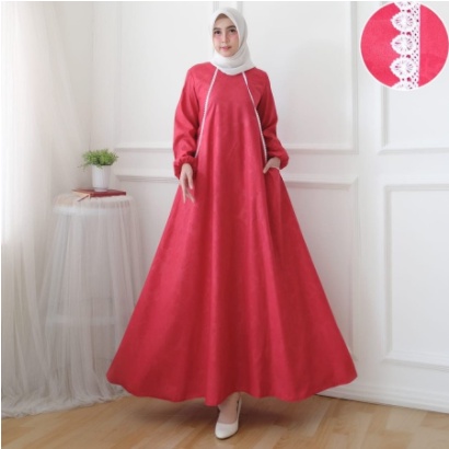 Baju Gamis Wanita Remaja Renda Modern Terbaru 2022 Gamis Model Kekinian Trendy Pesta Lebaran Bahan K