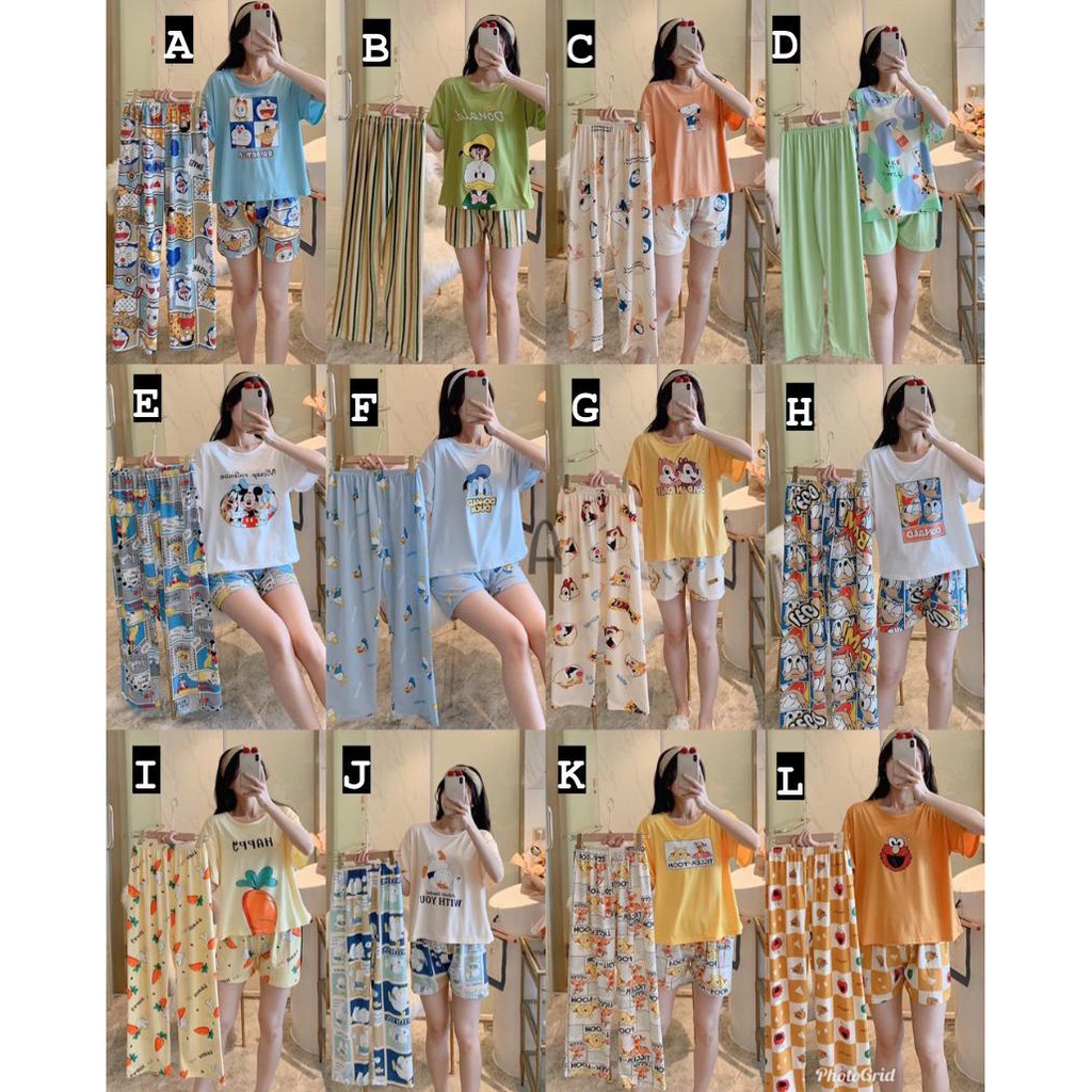 PIYAMA 3IN1 / BAJU TIDUR WANITA / PIYAMA WANITA / SETELAN PIYAMA