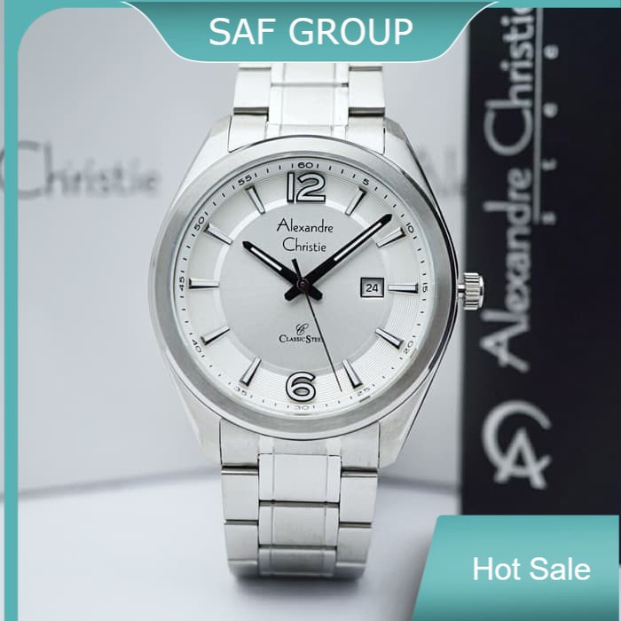 JAM TANGAN PRIA ALEXANDRE CHRISTIE AC 8583 / AC8583 SILVER WHITE ORIGINAL by plp