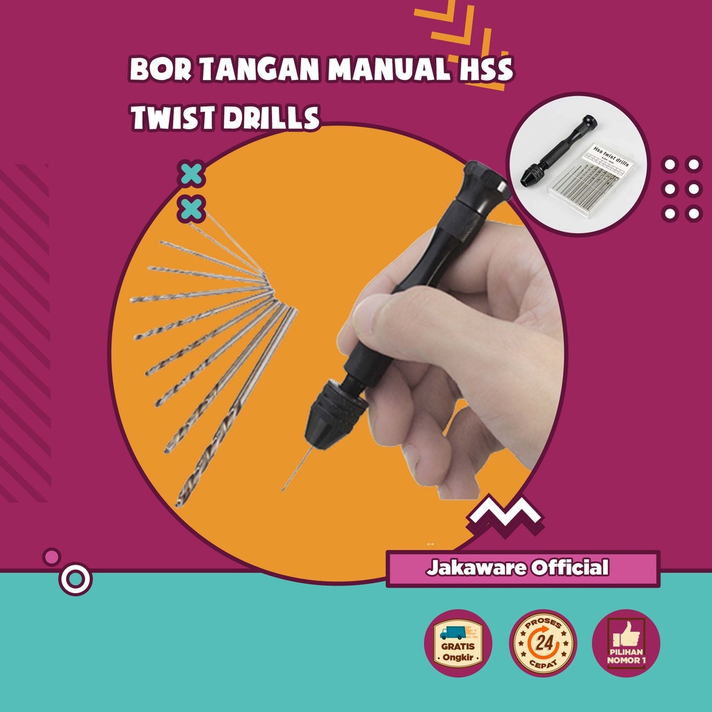 BOR TANGAN MANUAL HSS TWIST DRILL 10 MATA BOR ALAT PELUBANG SET BESI LUBANG PENDEK MINI TUNER DRILL 