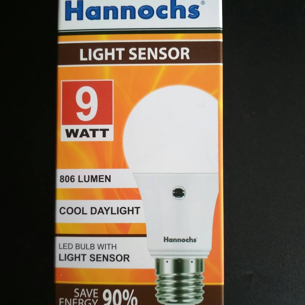 GARANSI 1 TAHUN !! HANNOCHS LIGHT SENSOR LED 6 watt dan 9 watt Lampu Sensor Cahaya