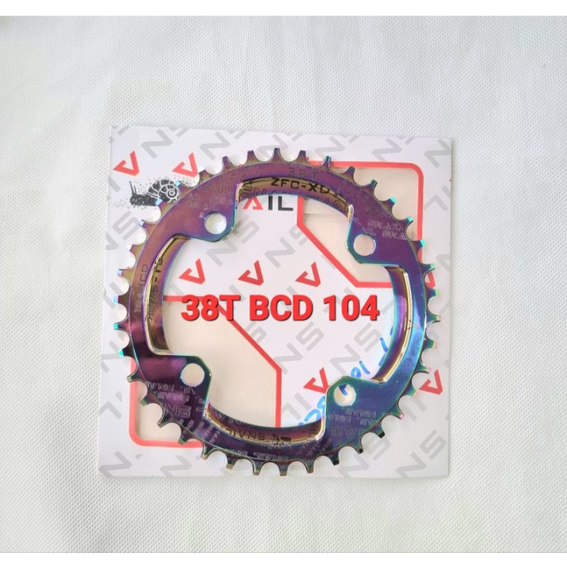 Snail Chainring 38T BCD 104 Narrow Wide Chain Ring Arm Crank Single Rainbow