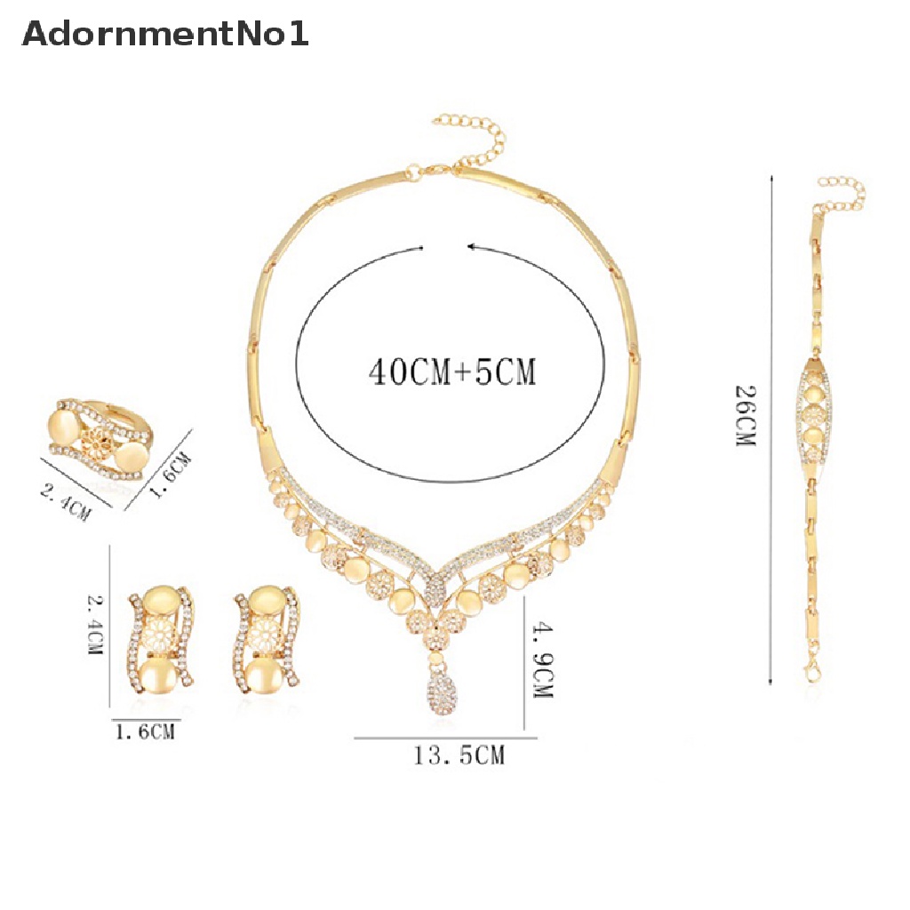 (AdornmentNo1) Set Kalung + Anting Tusuk Vintage Warna Gold Hias Kristal Untuk Wanita