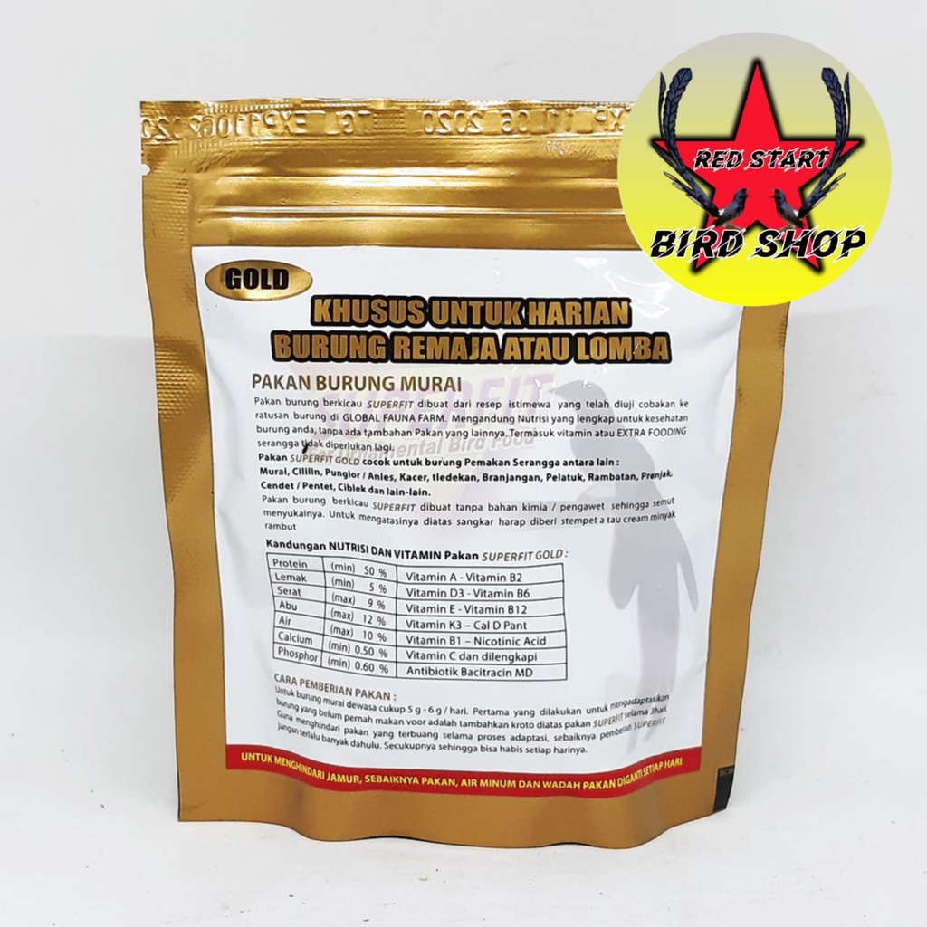 SUPERFIT GOLD &amp; RED HIGH PROTEIN MAKANAN HARIAN BURUNG MURAI KACER CIBLEK CUCAK IJO DLL