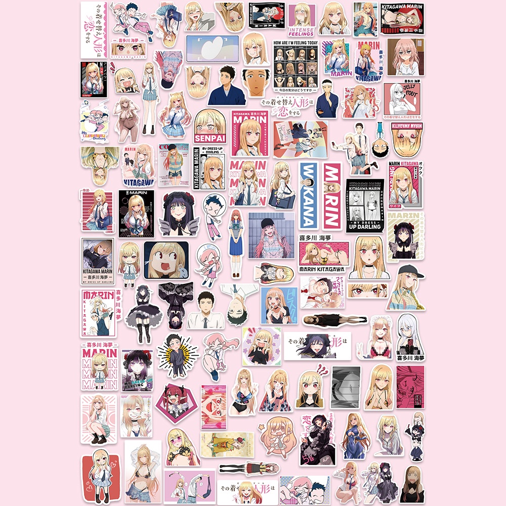 100pcs / Set Stiker Pvc Anti Air Motif Anime My Dress Up Darling Untuk Skateboard / Laptop / Koper / Notebook