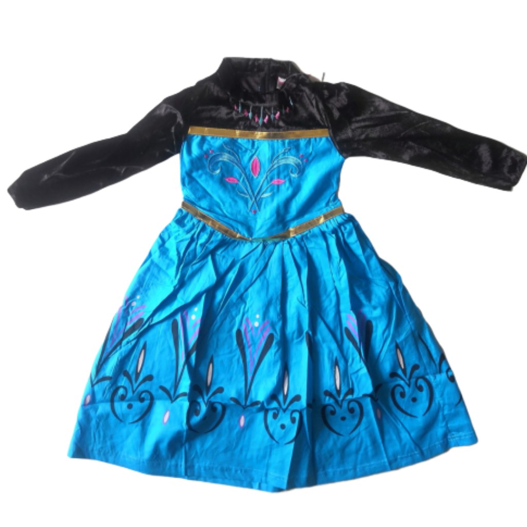 Baju Kostum Gaun Dress Anak Frozen Princess Anna Perempuan Cewek Cosplay Import Ulang Tahun