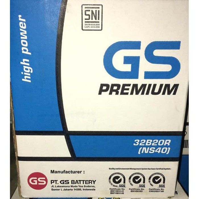 Aki Mobil / Battery GS ASTRA Type GS PREMIUM NS40 32B20R 12v 32 ah