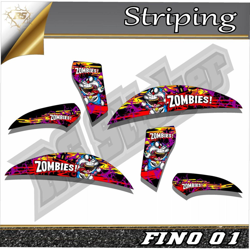 Striping Variasi fino - Sticker List Motor Yamaha fino doraemon Zombie -01