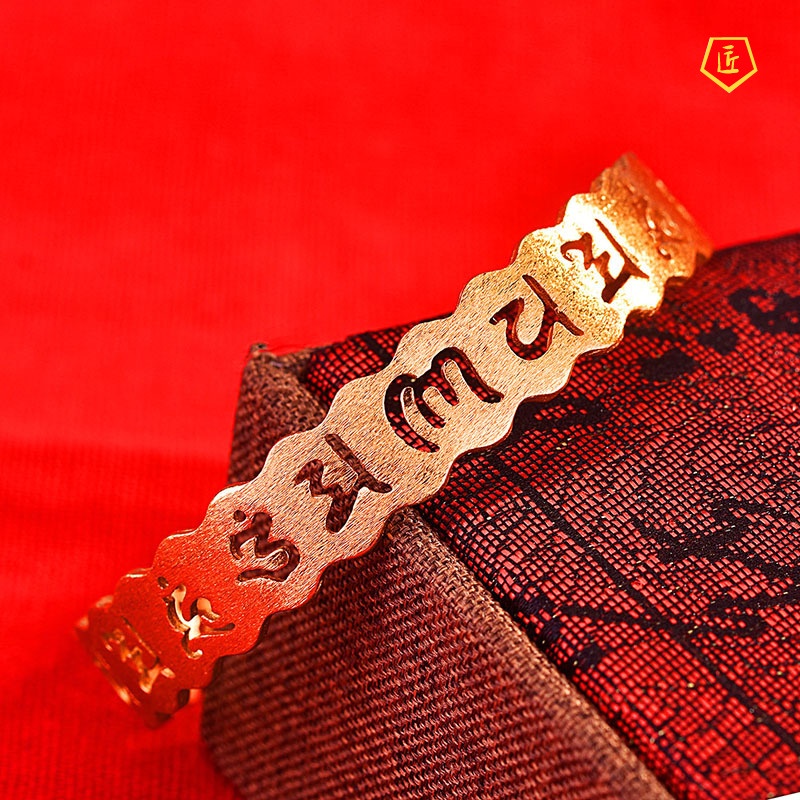 [Ready Stock]Fashion Retro Buddhist Frosted Gold Bracelet