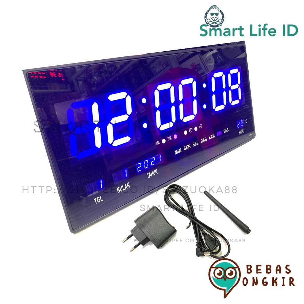 Jam Dinding LED Digital Clock Jam Meja Dekorasi Hiasan Dinding Rumah XY 4622 Biru